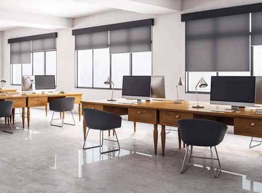 Clean concrete coworking office interior. Workplace and design concept. 3D Rendering